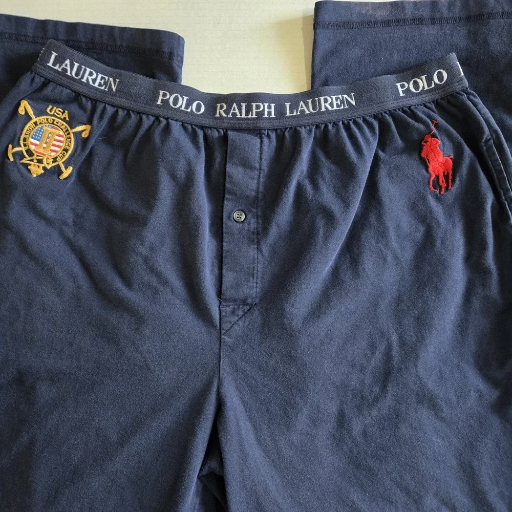 Polo Ralph Lauren Snow‎ Polo Challenge Cup Sz Large Blue Sleep Pants Red Pony